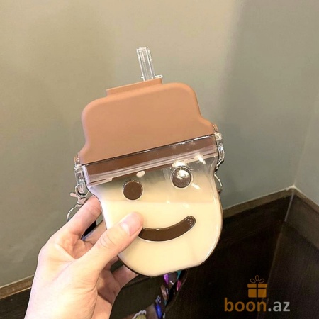 Бутылка для воды "Смайлик" с трубочкой  Smile bottle (brown)